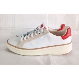 Cole Haan Grandseries Men’s White Leather Sneakers Red Accent Size 8 Comfort